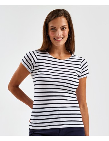 A-AQ073-T-shirt marinière « coastal » femme à manches courtes